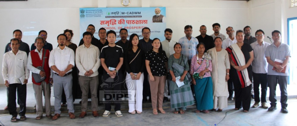 DC Peren, Hiazu Meru with other officials and participants during 1-day awareness programme under Modernisation of Command Area Development and Water Management (M-CADWM) Scheme held at Council Hall, Beisumpuikam village, Peren on June 11. (DIPR Photo)